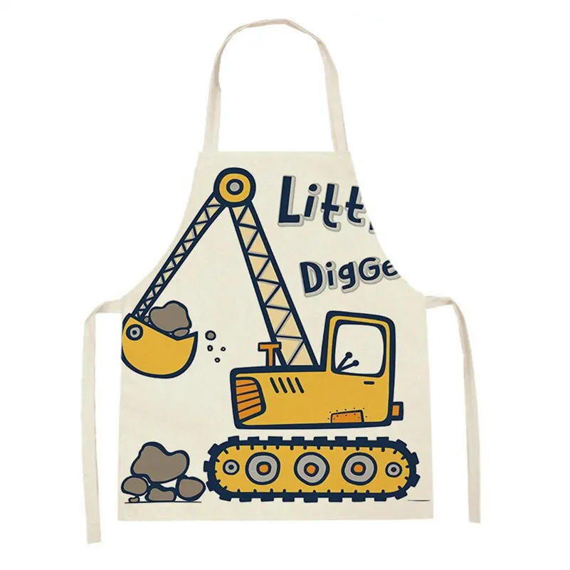 Cartoon Hand-painted Version of Mechanical Car Kitchen Cleaning Sleeveless Baking Apron for Adults and Children Baking Bib