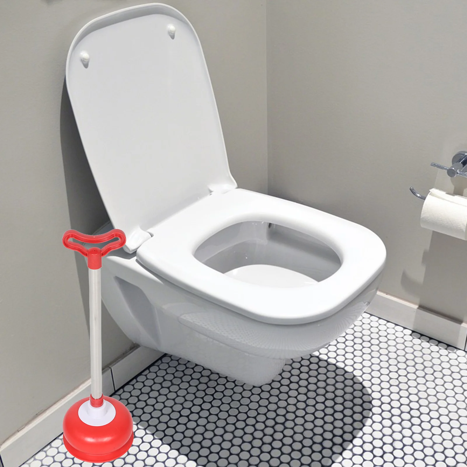 

Sturdy Plastic Toilet Plunger Long Handle Multi-Functional Bathroom Pump Cleaner Toilet Drain Unclogging Tool Reliable Power