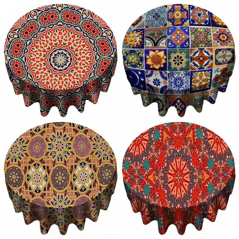 Arabische Islamische Kunst Arabeske Ramadan Karim Talavera Mexikanische Fliesen Blumenmuster Runde Tischdecke Tischdekoration
