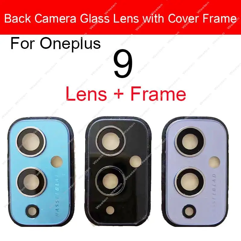 For Oneplus 1+ 8 9 Pro 8Pro 9Pro 8T 9R Rear Back Main Camera Lens Glass with Frame Holder Sticker Parts