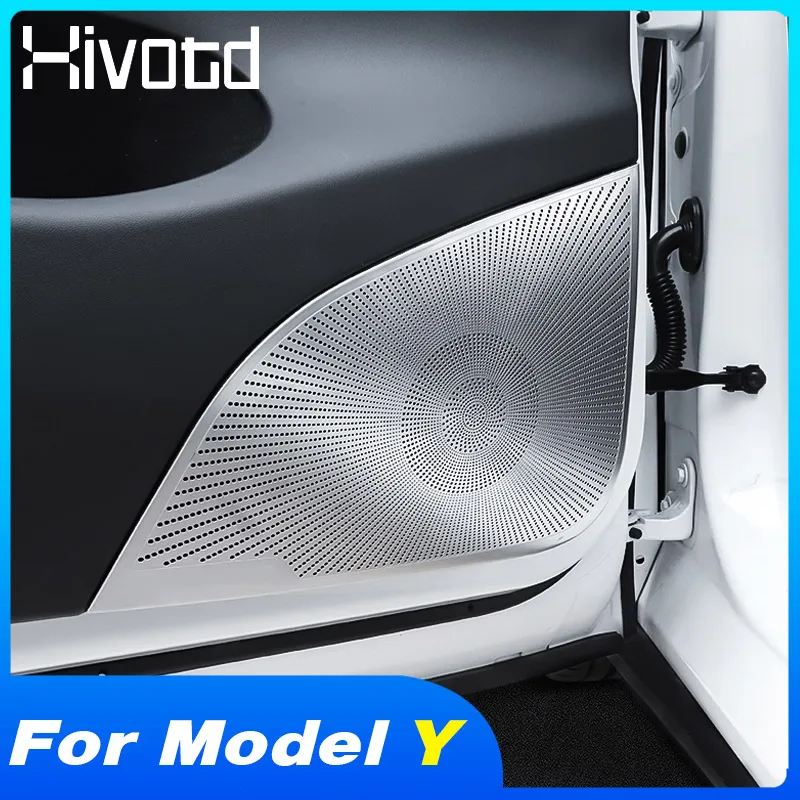 Door LoudSpeaker Cover Car Accessories Stainless Steel Horn Audio Sound Trim Decor Interior Parts For Tesla Model Y 2021 2022