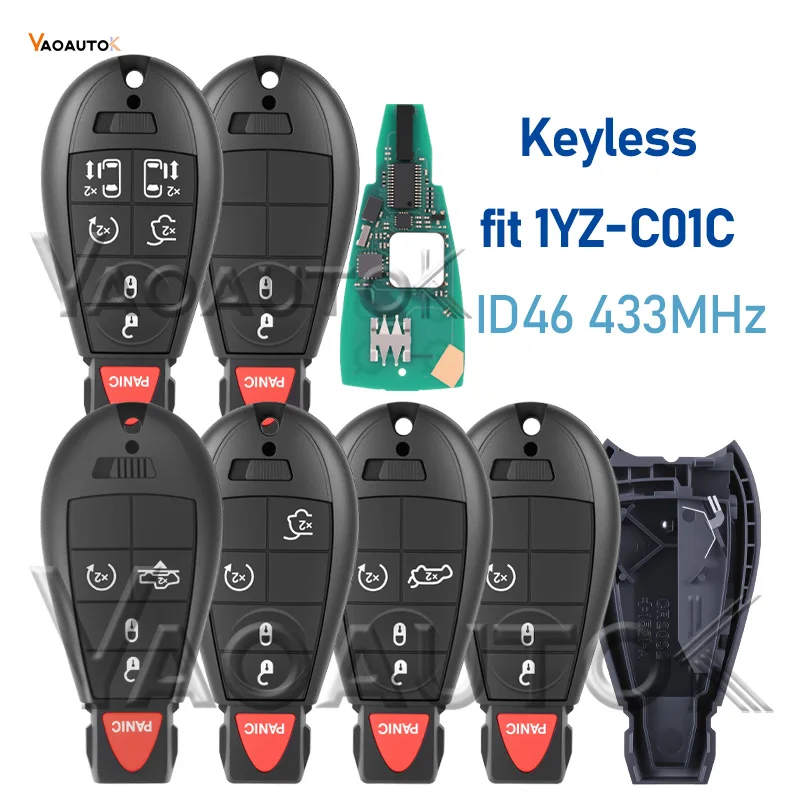 

Smart Car Key fit Jeep Grand Cherokee Chrysler Town Country 300 Dodge Caravan Ram Challenger Charger Remote 1YZ-C01C Keyless Go
