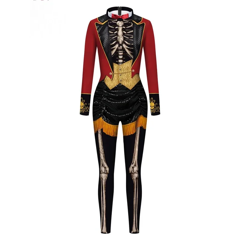 Kleur cosplayer Halloween party skelet jumpsuit cosplay kostuum unisex Zentai Purim carnaval lange mouw fancy cosplay catsuit