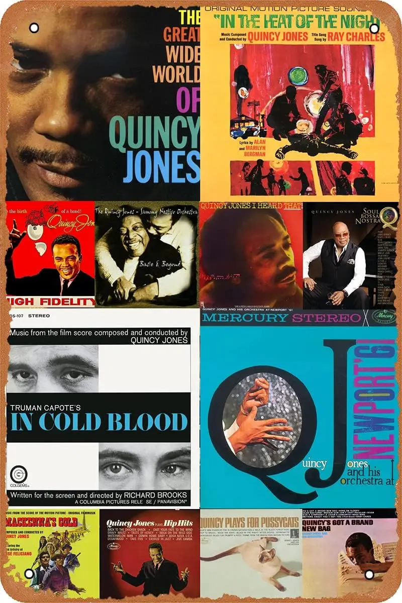 Quincy Jones Poster Tin Sign Vintage Metal Sign 8x12 Inch