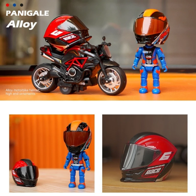 

Simulation Motorcycle Rider Alloy Transforming Figure Helmet Action Figure Desktop Ornament Alloy Car Model