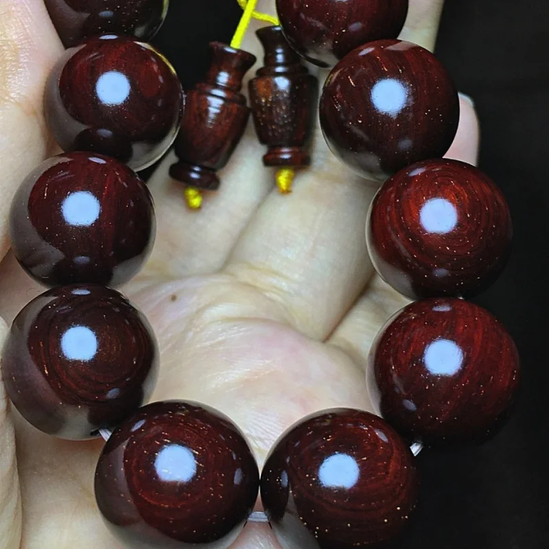 Indian small-leaf rosewood 15mm old material hand-beaded wooden bracelet, Buddhist prayer , natural beads