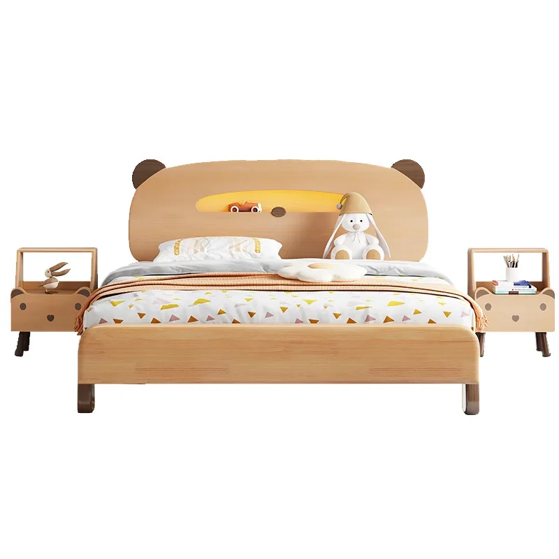 

All solid wood beech children's simple boy and girl Nordic cartoon single 1.2 meters bear