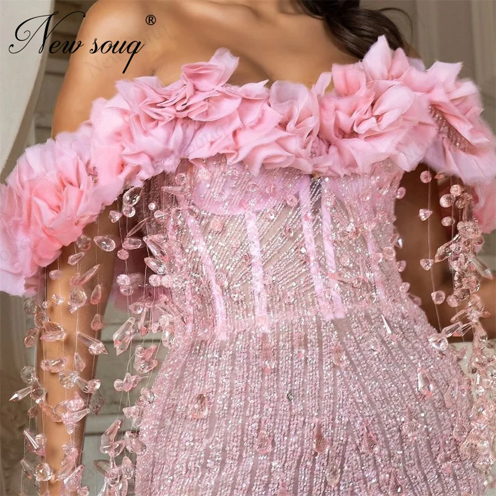 Affascinanti fiori a strati rosa abiti da sera sirena lunghi abiti di fidanzamento in rilievo abito da ballo di fine anno abiti da cóctel personalizzati