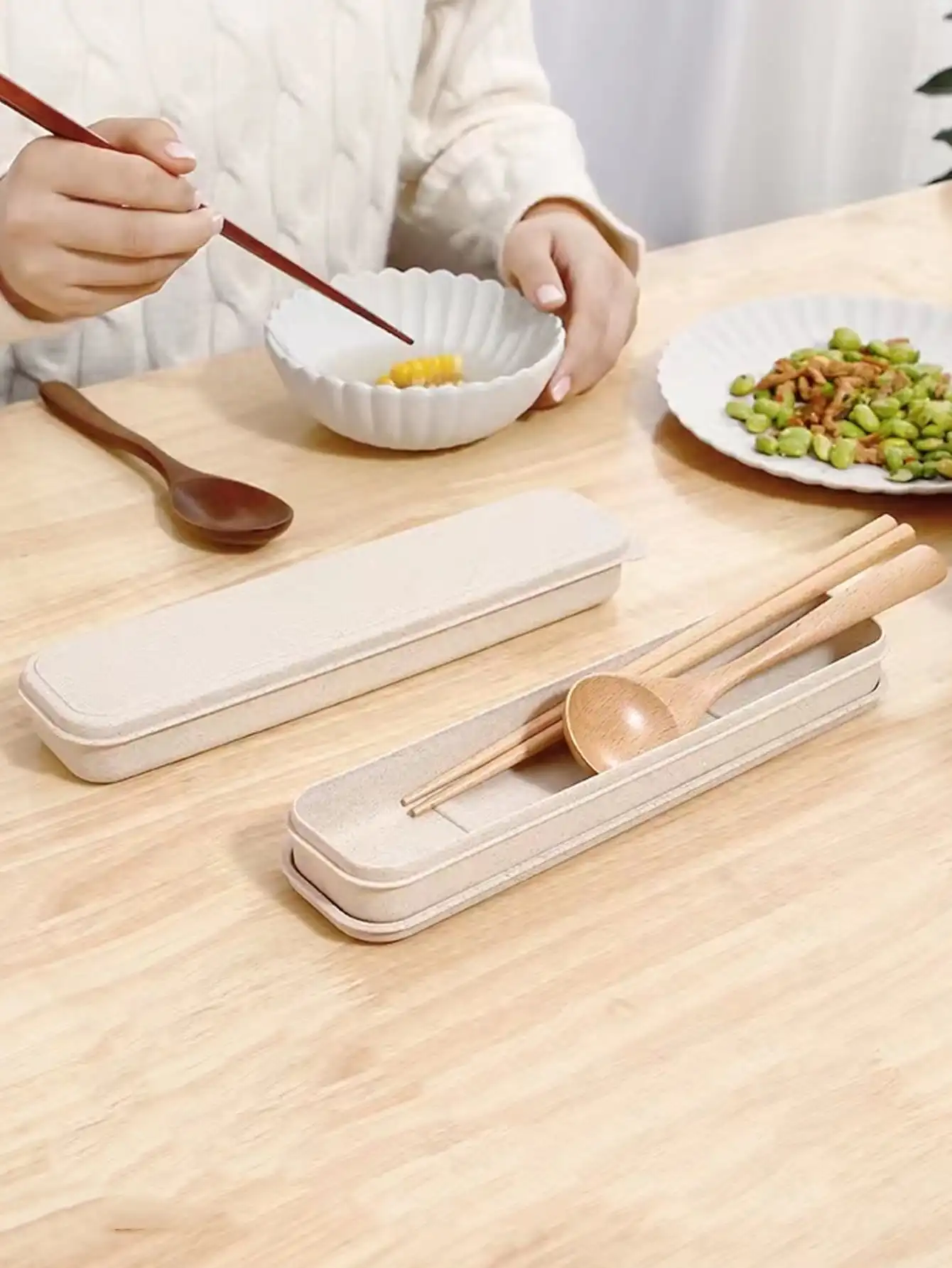 Portable Tableware Storage Box Eco-Friendly Cutlery Picnic Chopstick Spoon Container Travel Utensil Case Food Grade Dinnerware