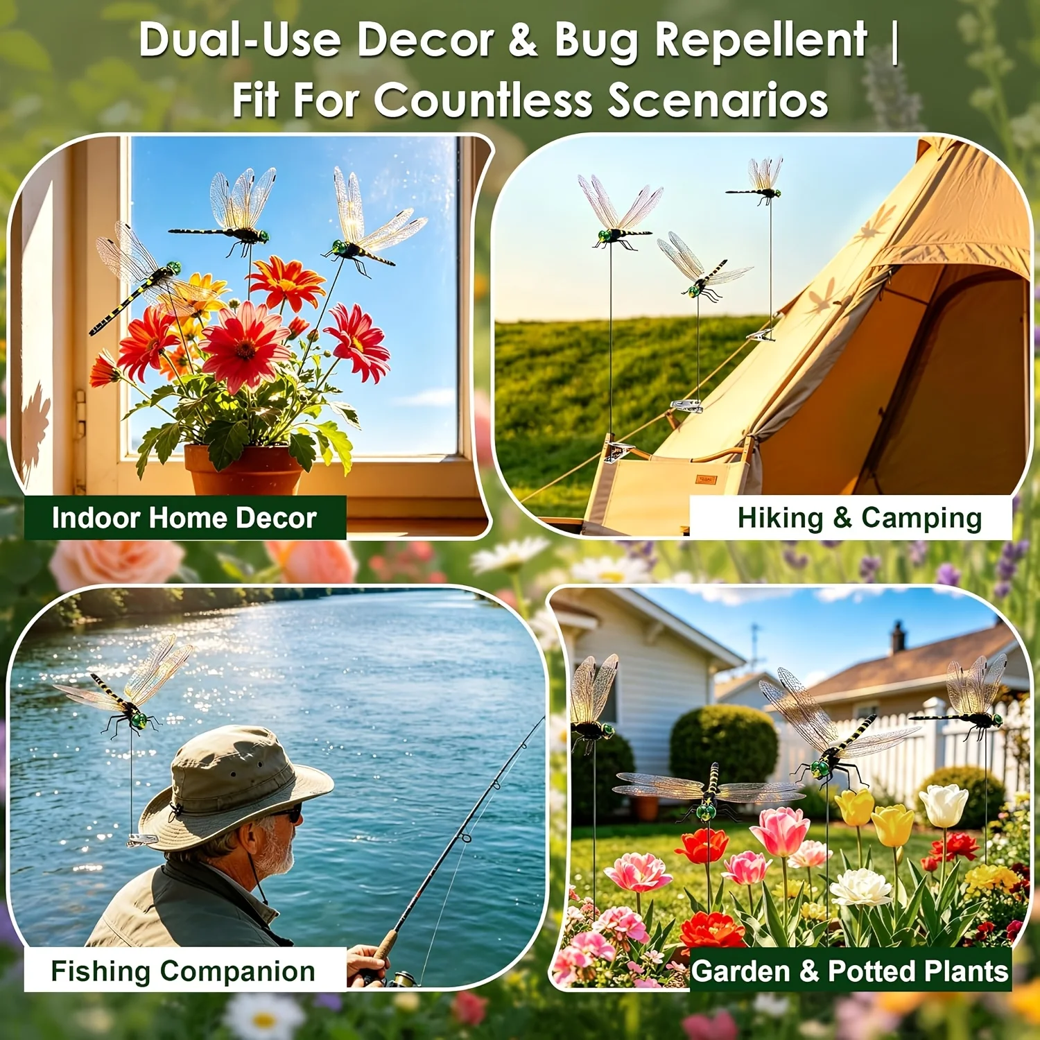 Realistische Künstliche Libellen-Hängeclips, Täuschend Echte Libellen als Vogelabwehr-Deko für Garten, Fenster, Balkon und Außenbereich – Detail 7