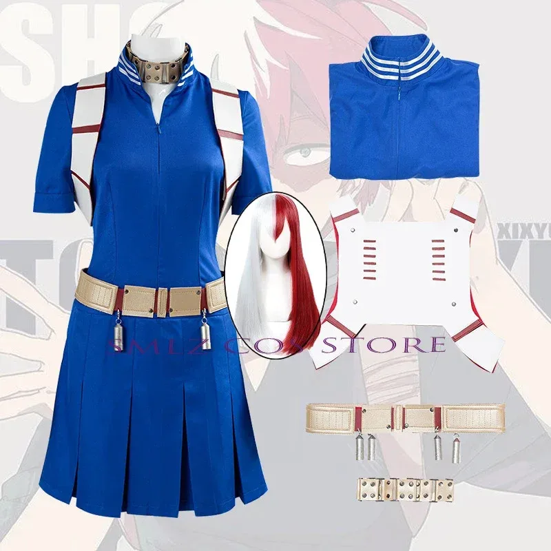 Todoroki Shoto أنيمي تأثيري حلي حللا الأشرطة الدعامة حزام شعر مستعار مجموعة هالوين حفلة اللعب الملابس للمرأة رجل