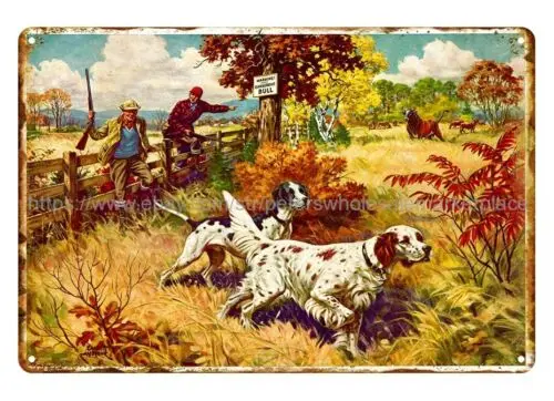 metal vine wall decor vintage repro hunting dogs rifle hunter metal tin sign