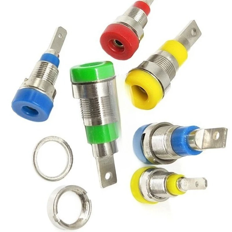 2mm 4mm banana socket, pure copper terminal post M4*28 test socket panel, insulated 24A terminal female connector 3pcs