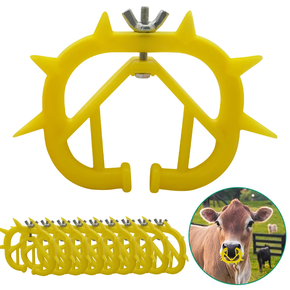 5PCS Cattle Nose Ring Plastic Calf Weaner Thicken Plastic Cattle Nose Rings Anti Sucking Milking Stop Kits Livestock Equipments