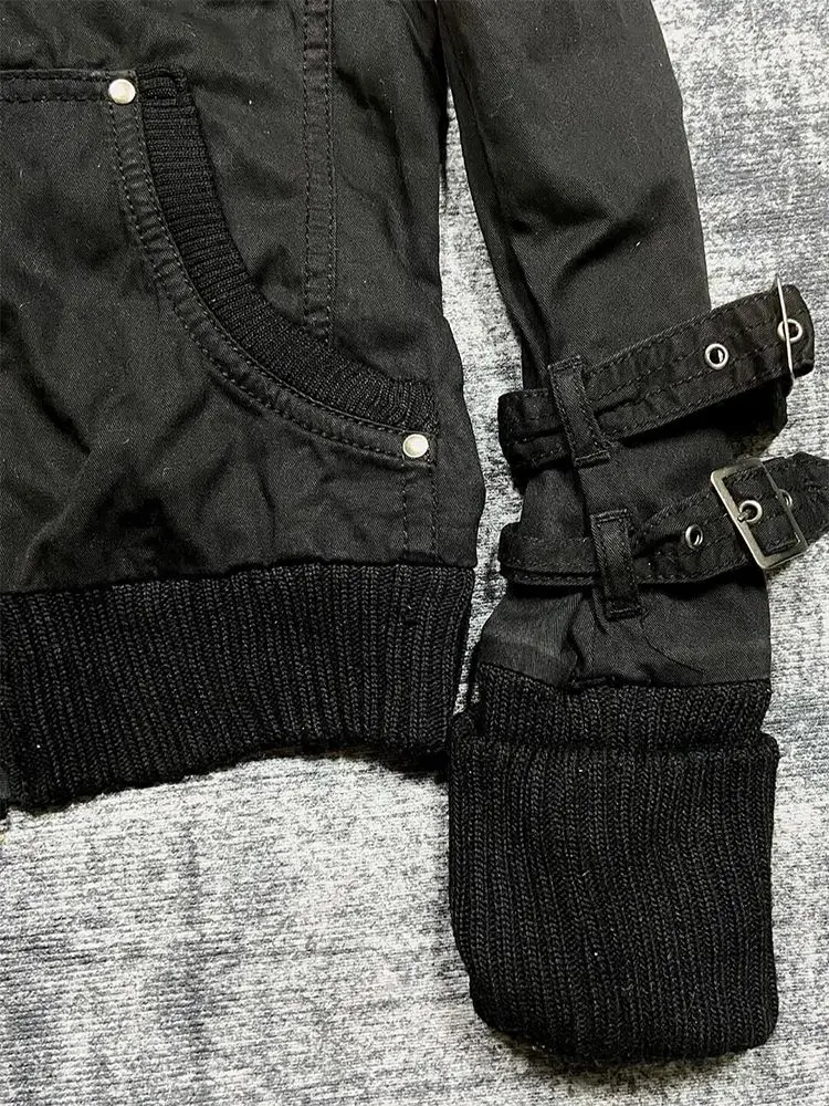 Vintage Gothic Harajuku Stand Neck Coat Women's Zipper Fashion Subculture Jacket Casual High Street Grunge Y2k Clothing 2025 New