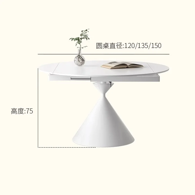 Fashion Extendable Dining Table White Restaurant Mobile Rounded Dining Table Small Apartment Floor Mesas De Jantar Furnitures