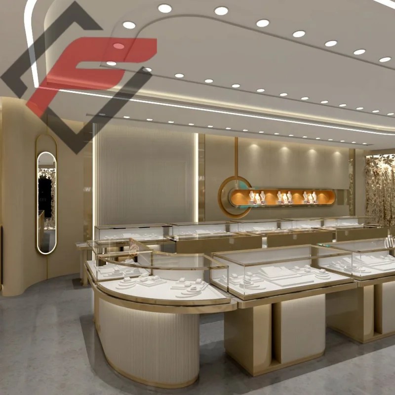custom.LED Light Metal Jewelry Showcase Island Shop Fitting Jewellery Store Furniture Display Cabinet Shopping Mall Kiosk