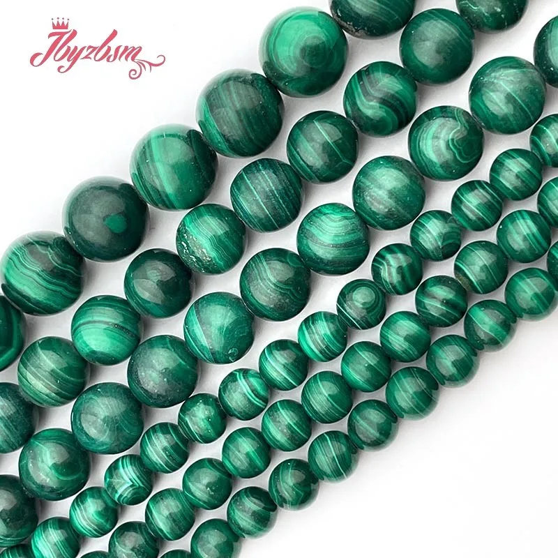 Natural Green Malachite Round Spacer Loose Stone Beads For Necklace Bracelet Strand 15 Inch DIY Jewelry Making Free shipping