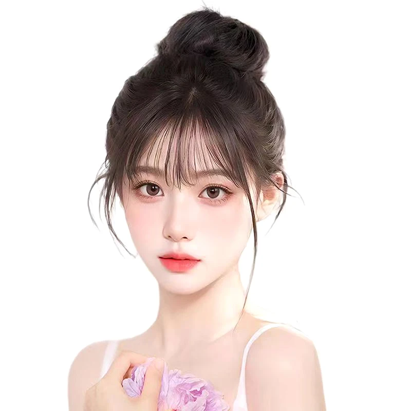 

1PC Synthetic Topper Hairpiece False Bang Clip-In Bangs Extension Natural Fake Fringe Invisible Clourse Hairpiece For Women