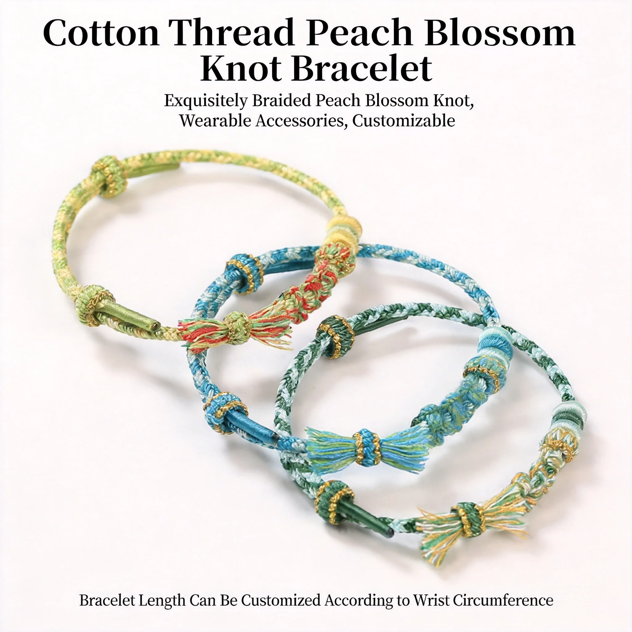 

Chinese Style Good Luck Handmade Peach Knot Braided Bracelet Adjustable Colorful Rope Semi Finished Diy Jewelry Making Blessing