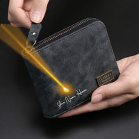 Personalized Engraved Name Men's Wallet Custom Short Zipper Wallet with Coins Purse Premium Organizer Father's Day Prefect Gifts