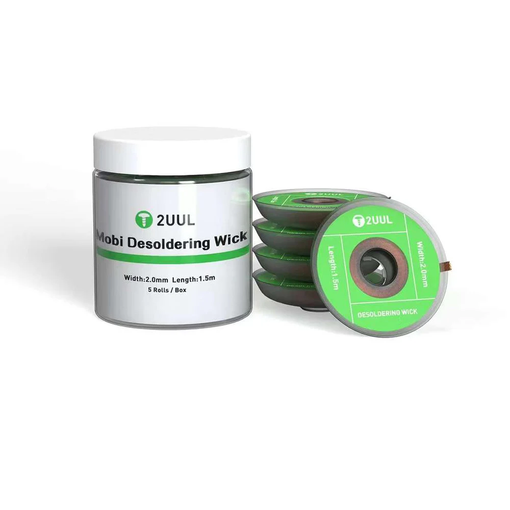 5ชิ้น/แพ็ค2UUL Desoldering Wick กว้าง2.0มม.ความยาว1.5M Solder Pad Joint Mainboard ชิป Remover ดูดดีบุกอุปกรณ์ทำความสะอาด