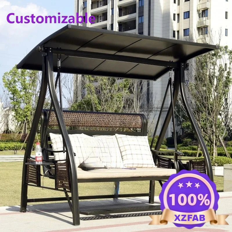 Factory Direct 2026 New Product Luxury Outdoor Garden Furniture Set Rust-proof Aluminum Garden Swings Outdoor Swing with Canopy