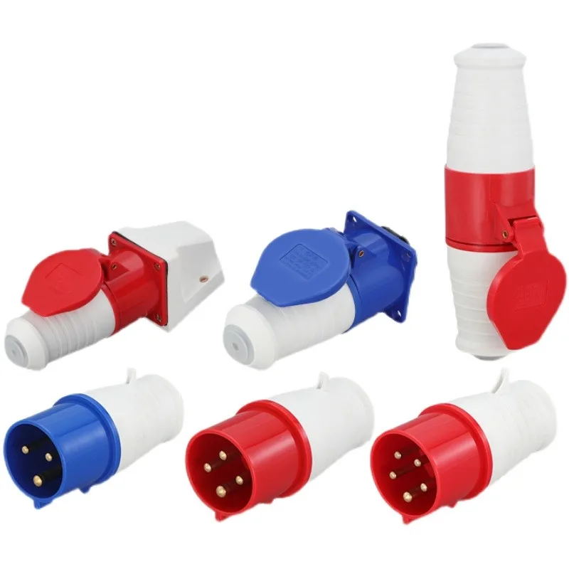 5/10PCS Industrial Plug 3P/4P/5P Electrical Connector 16A/32A/63A/125A IP44/IP67 Wall Mounted Socket Panle Mounted Socket