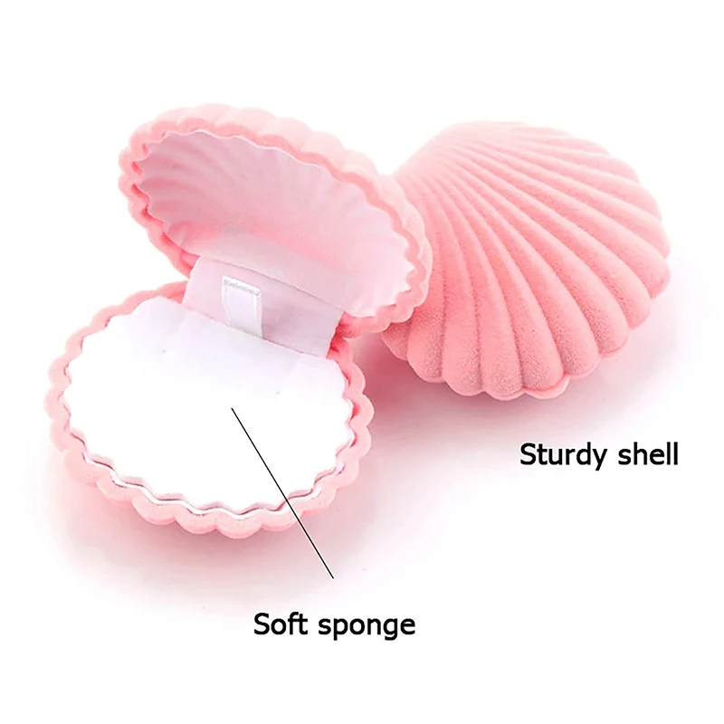 1 Piece Lovely Shell Shape Velvet Jewelry Box Wedding Engagement Ring Box For Earrings Necklace Bracelet Display Gift Box Holder