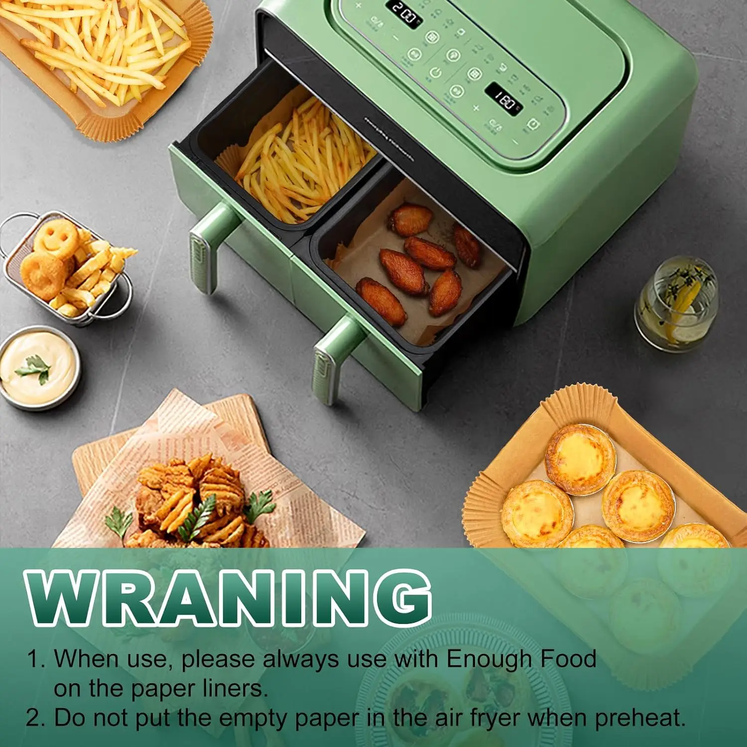 Air Fryer Paper for Dual Zone