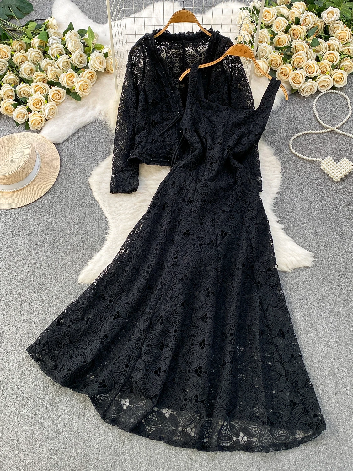 Elegant Lace Open Cardigan Swe - Vintage Fashion Years review and price