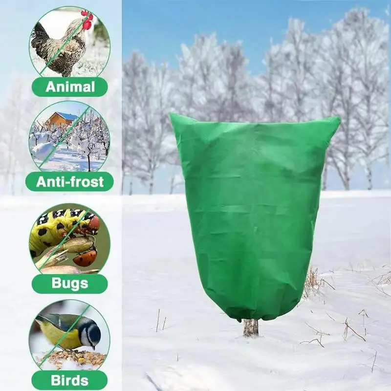 Plant Freeze Protection Cover Winter Warm Tree Shrub Protecting Bag Drawstring Zipper Plant Protector Covers Garden Accessoies
