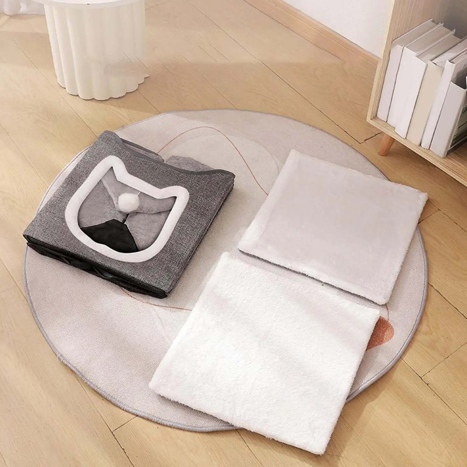 

Cat House Foldable Kitten Tent Furniture 2-Layer Large Cave Bed Shelter Hideaway Kennel With Scratch Pad And Ball For Cats Dogs