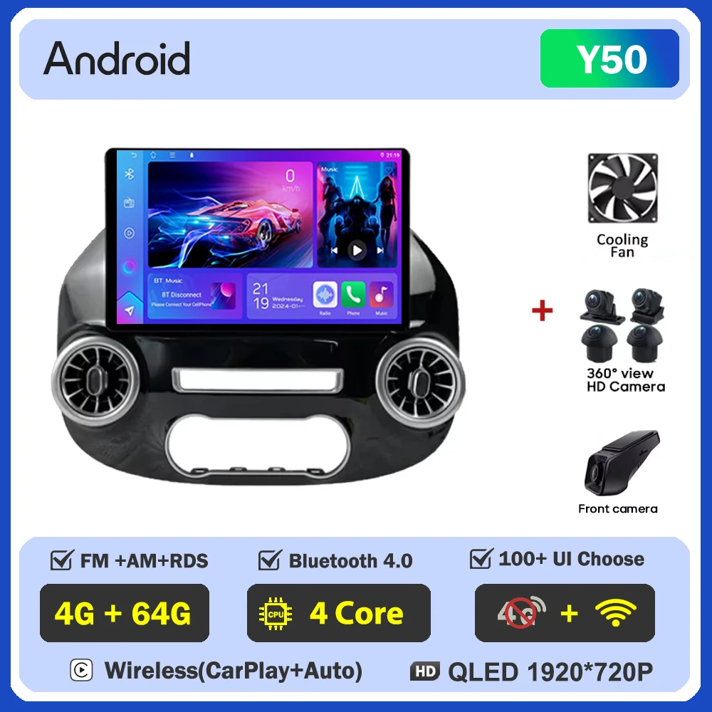Android 12.3 Inch Voor Mercedes Vito W447 2014-2022 Autoradio Multimedia Video Player GPS Radio 5G CarPlay navigatie WIFI GPS BT