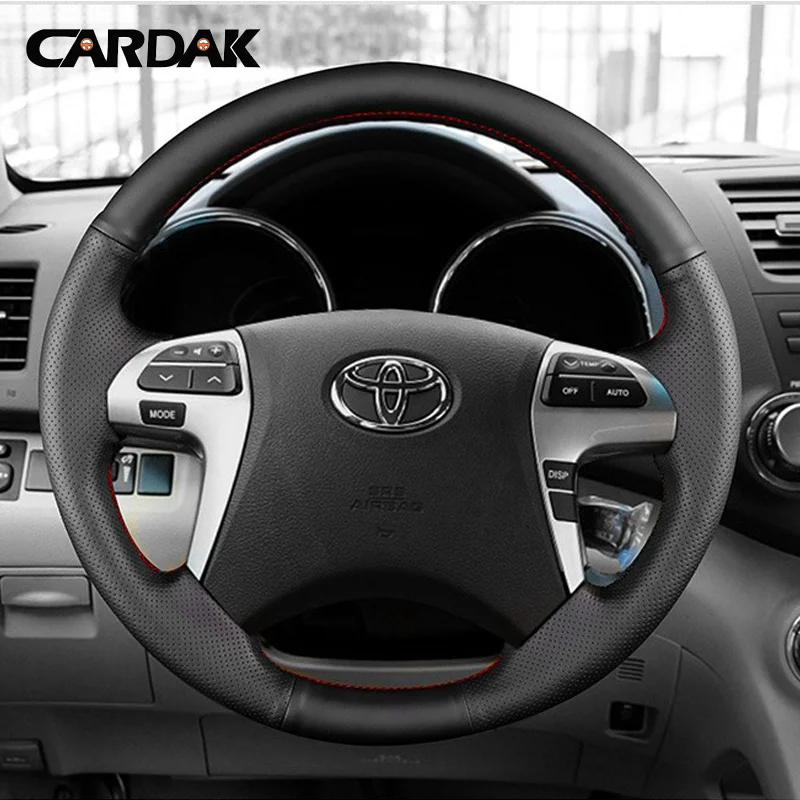 DIY protector para volante de coche de cuero de microfibra para Toyota Highlander Toyota Camry Fortuner Hilux accesorios de coche 2006-2015