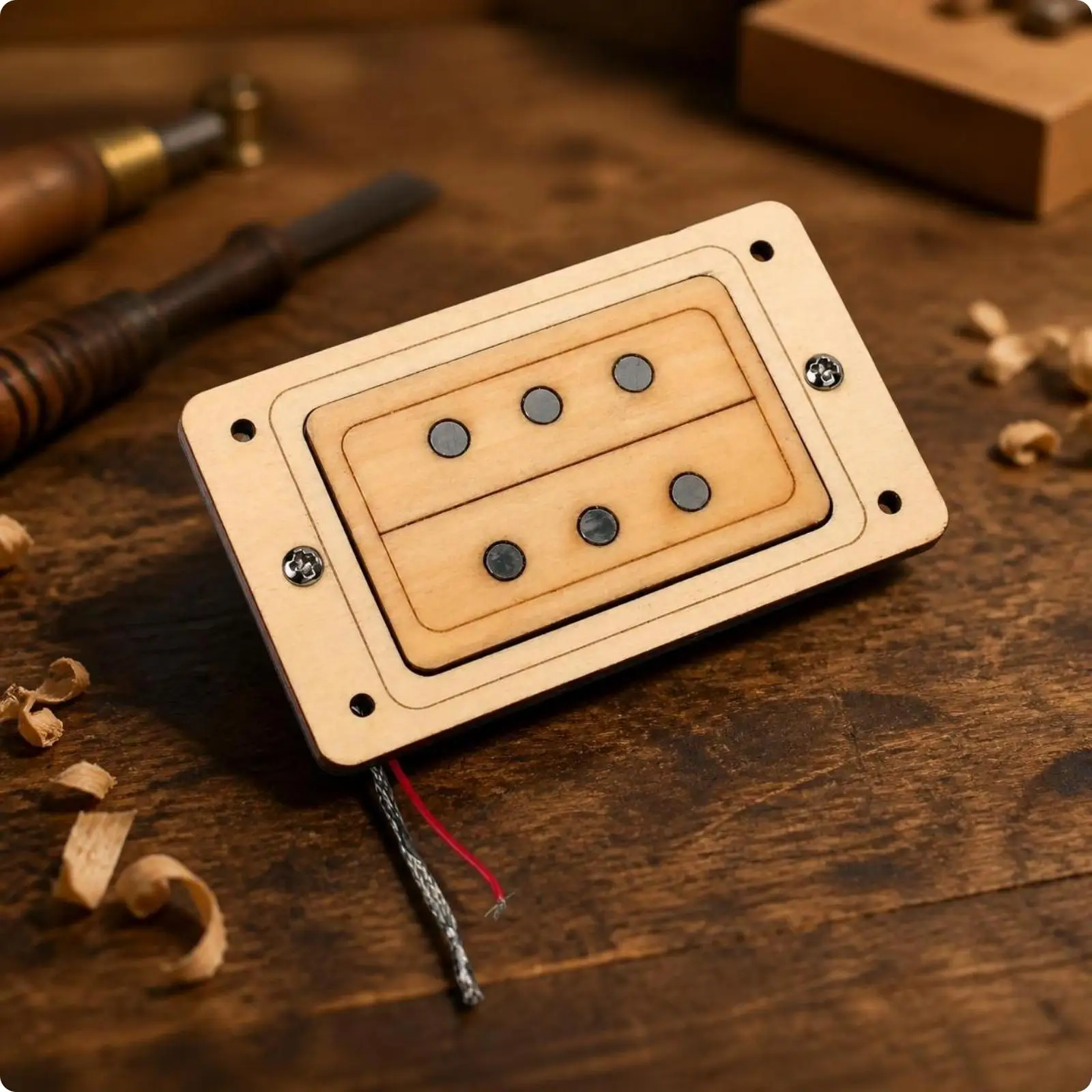 Music Pickup Frame for Guitar Builders Replacement Part Wood Grain Face Metal Lumber Structure 3 String Design