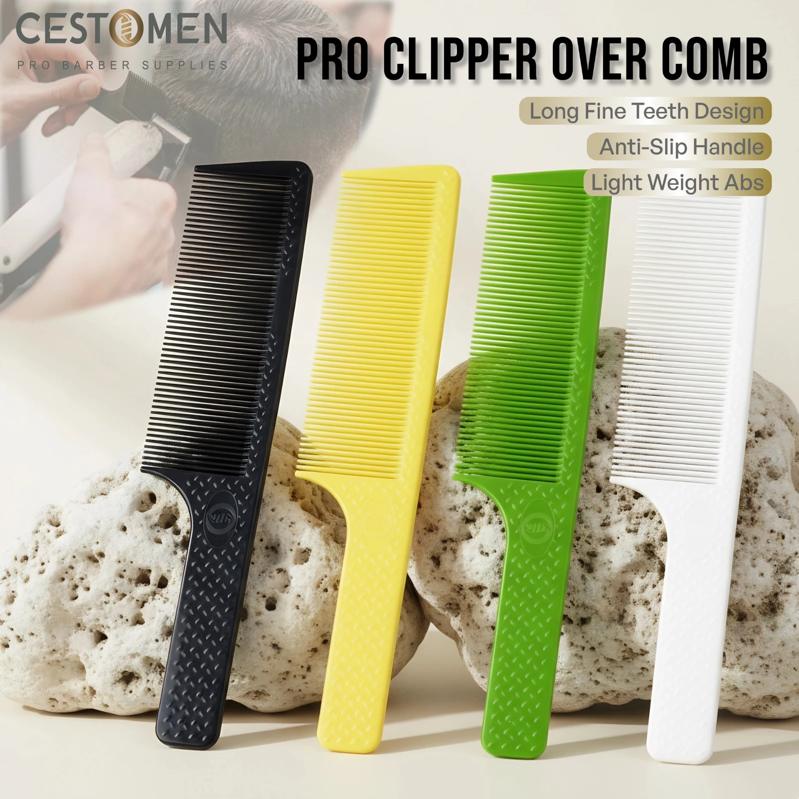 1Pc New Pro Long Fine Tooth Barber Flat Top Fade Combs For Men Hair Cutting Comb Anti-slip Women Smooth Hair Combs Styling Tools