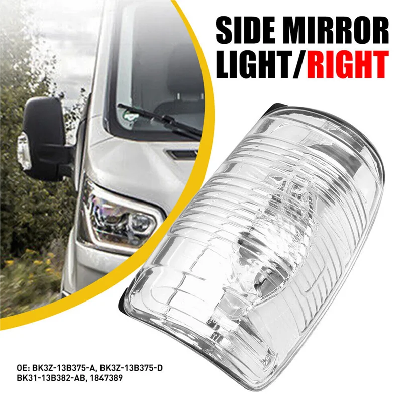 Left Side Mirror Turn Signal Light Lens Housing Indicator Cover for 2015-2021 Ford Transit 150 250 350 Cargo