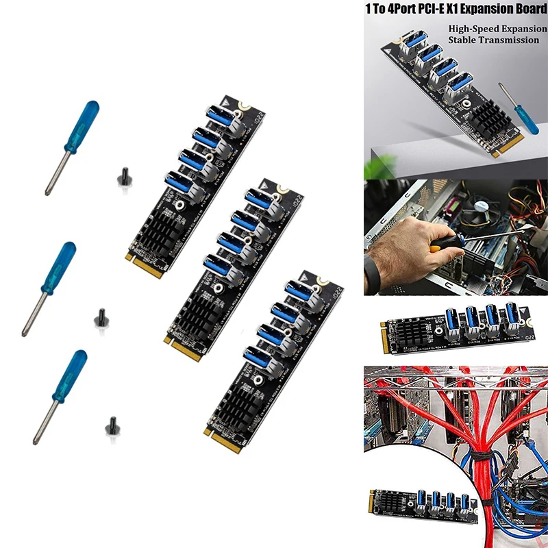 

M.2 MKEY PCI-E Riser Card USB 3.0 PCI-E Riser Card M.2 To PCIE Extender Riser 4Port PCI-Express Adapter ASM1184E