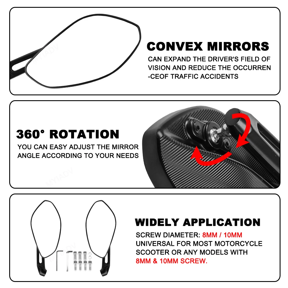 ユニバーサルモーターサイクルリアミラー,カワサキz750,ヤマハmt07,mt09,cfmoto,150nk,250nk,8mm, 10mmサイドミラーアクセサリー