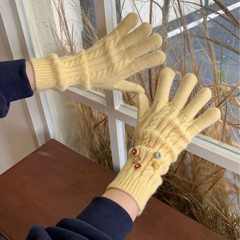Women's Ins Style Knit Gloves 2026 Fall Winter Thick Warm Coldproof Casual Cycling Cap Daily Wear