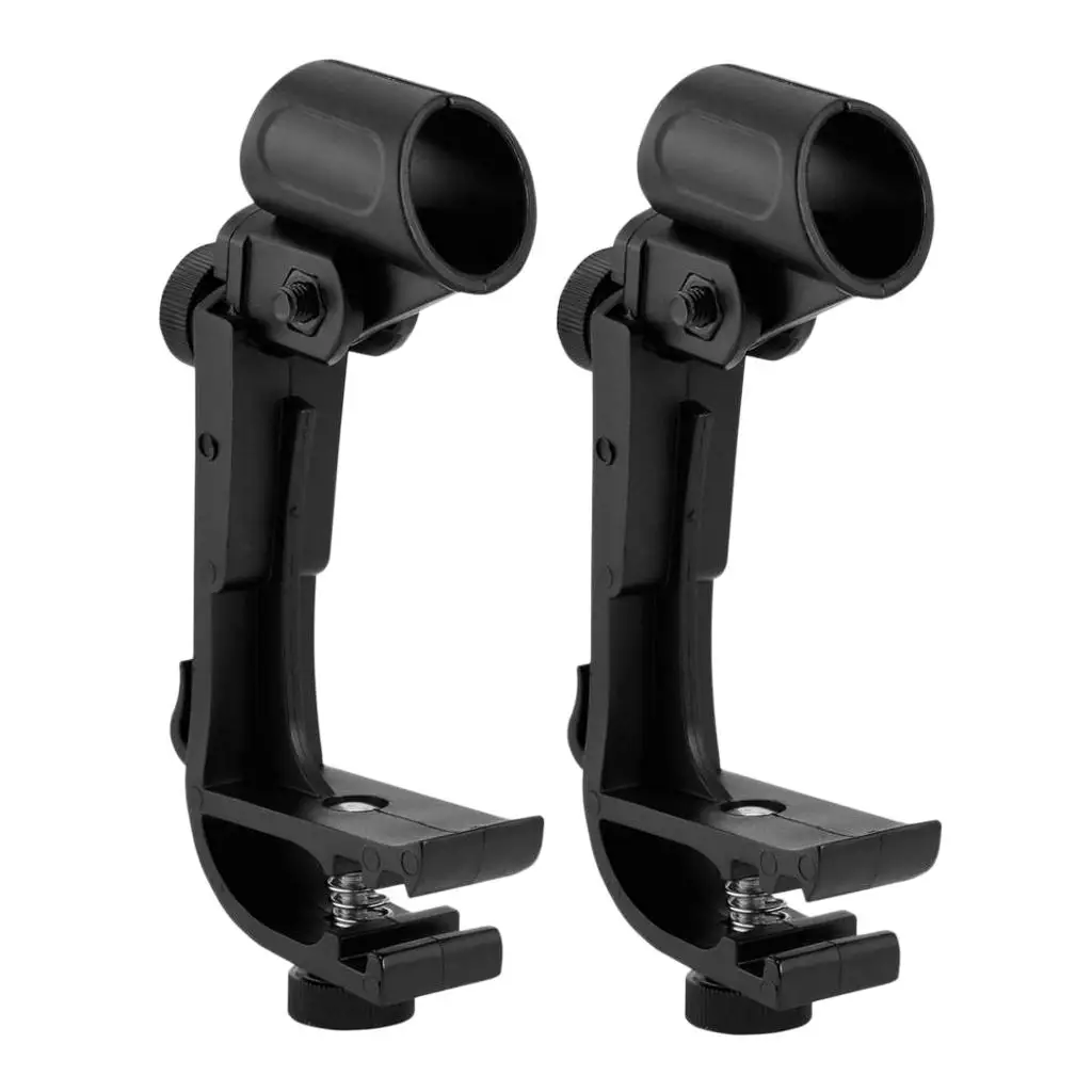 Pack of 2 Plastic Drum Microphone Clamp Holder Mic Black Percussion Instrument Parts