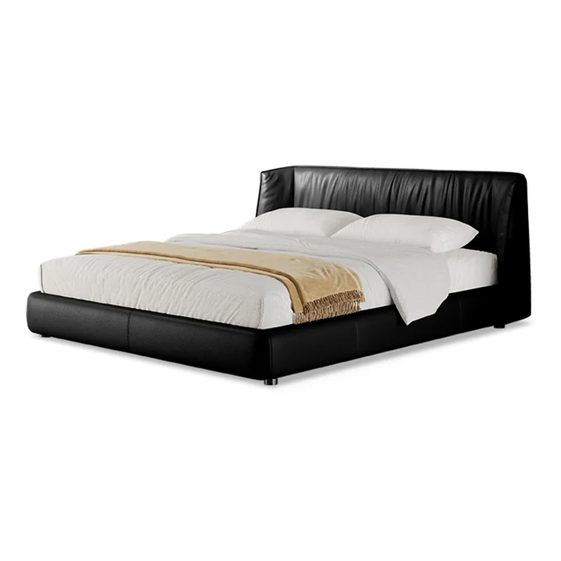 Leather bed Superior luxury master bedroom bed 2025 new Italian minimalist light luxury 2 * 2 meters double bed
