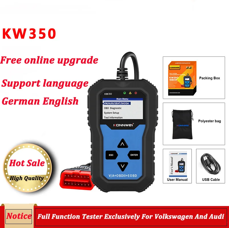 

KW350 OBD 2 OBD2 Car Diagnostic Auto Tools Automotive ABS Airbag Reset Code Reader VAG Scanner Tool for VW/AUDI