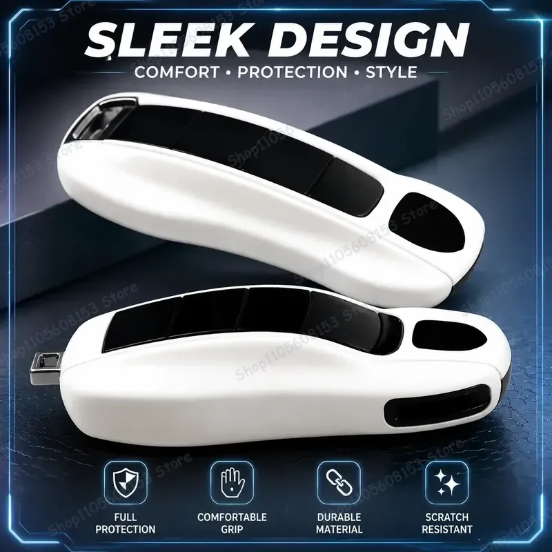 For Porsche Macan Cayenne Panamera 718 911 Taycan Key Cover Protective Key Case White Car Key Organizer Accessory