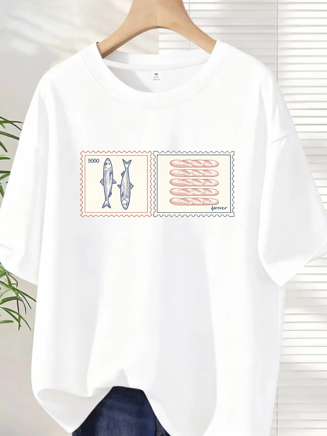 

【ZXH1013】stamp Plus size women's round neck short sleeve T-shirt with elastic half sleeves and trendy prints