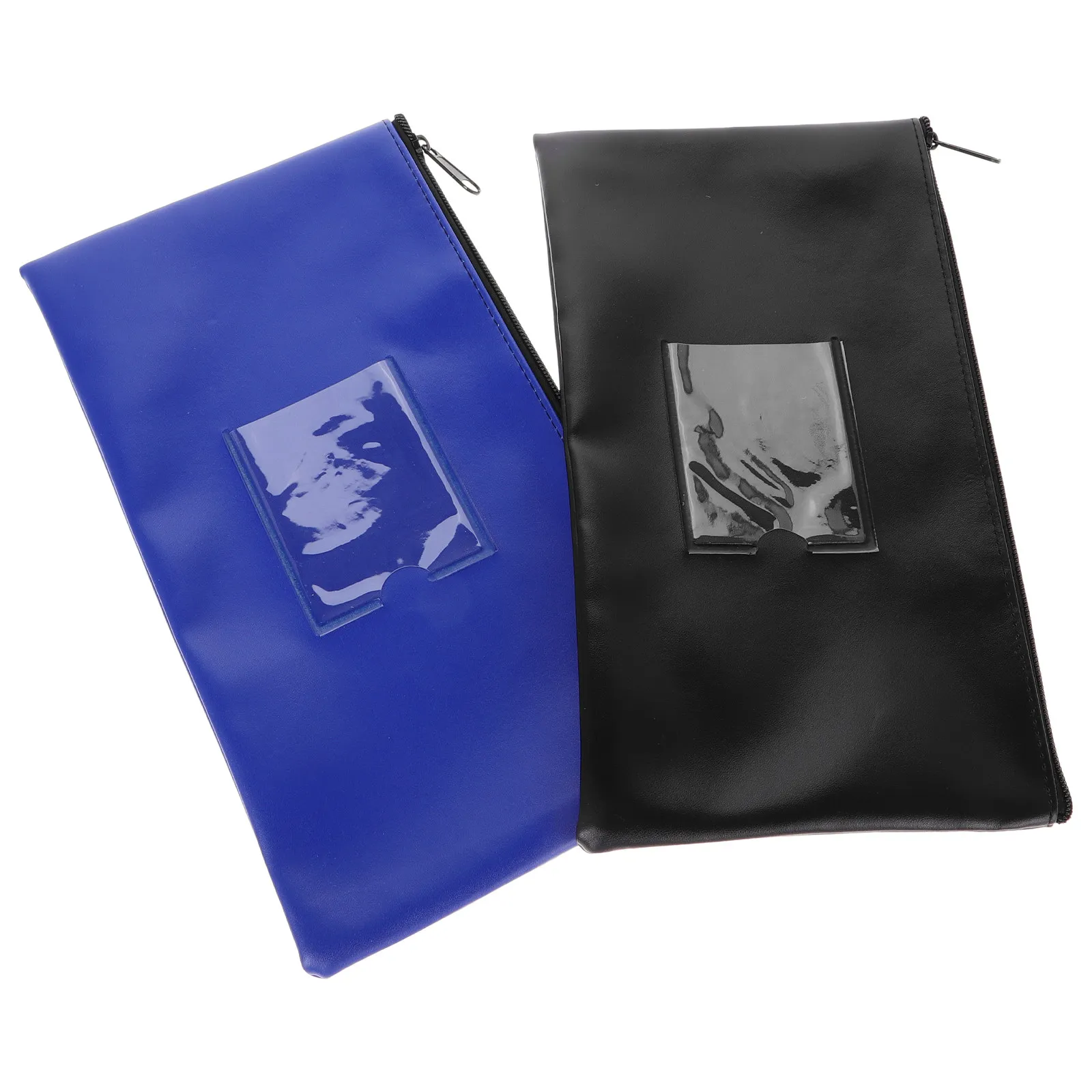

PU Zipper Money Pouch with Clear Window for Cash Receipts Bills Coins Documents Compact Bank Deposit Bag Wallet