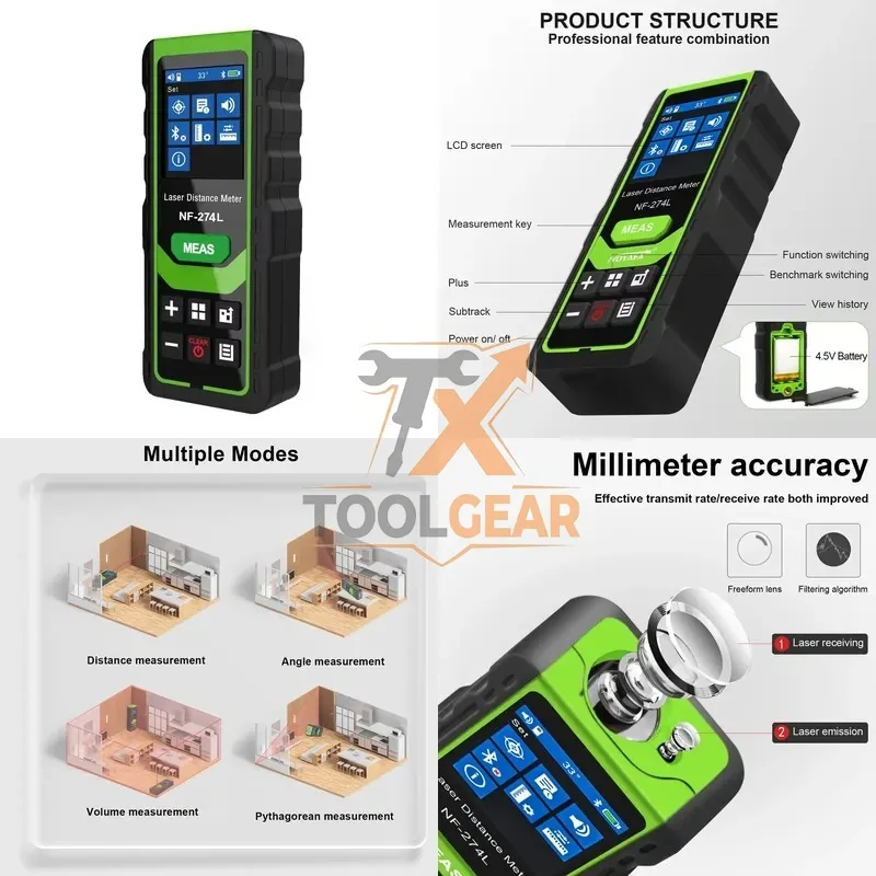 2026hotsale* Point-to-Point Measurement 60m Range Finder Green Light Distance Meter NF-274L