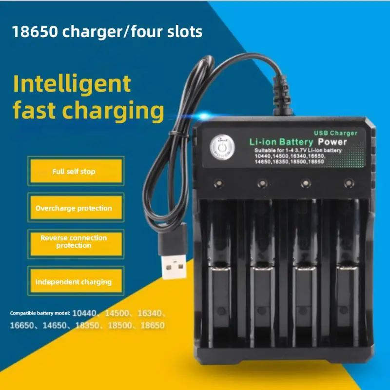 Universal Battery Charger With LED Indicator Cable 4.2V Smart Quick Rechargeable Lithium Battery Charger For 18650