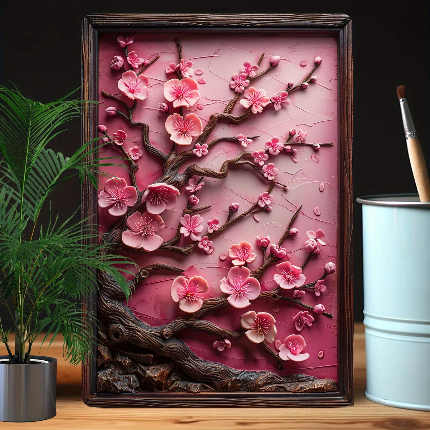 Cherry Blossom Wall Art, Metal Sign with 3D Effects, High Bend Resistance, Vintage Floral Decor for Home & Garden, Ideal Gift